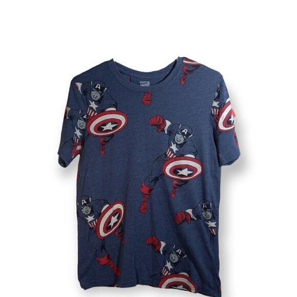 MARVEL Comics Captain America Blue Graphic Tee Size S - Picture 1 of 3
